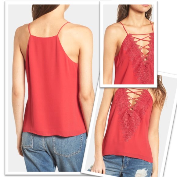 WAYF Posie Strappy Camisole In Red Lipstick - Size S - Picture 16 of 16